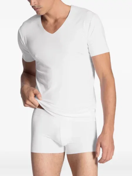 Къс тениска Calida с V-образно деколте бяло