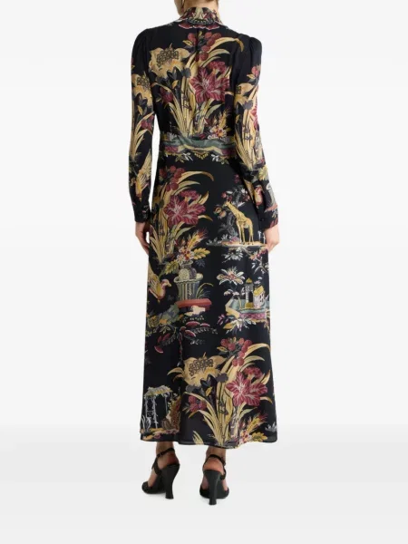 Rochie Etro de mătase cu model floral cu imagine negru