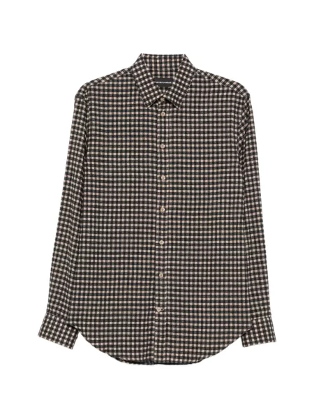 Lung cămașă Emporio Armani în carouri negru