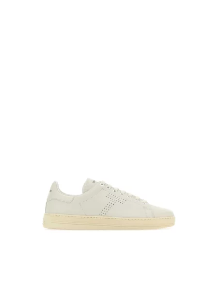 Sneakersy Tom Ford sznurowane skórzane białe