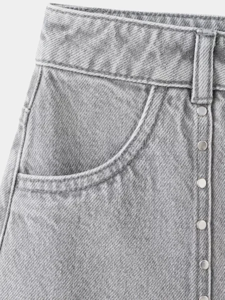 Dżinsowa spódnica z ćwiekami denim Dzieci lata MANGO KIDS szary