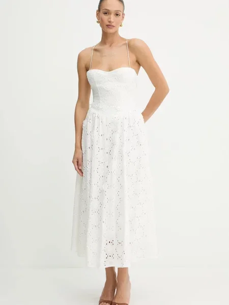 Bardot sukienka maxi rozkloszowana biały