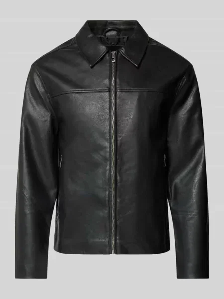 Kurtka o kroju regular fit w skórzanym wyglądzie model JACK' Only & Sons czarna