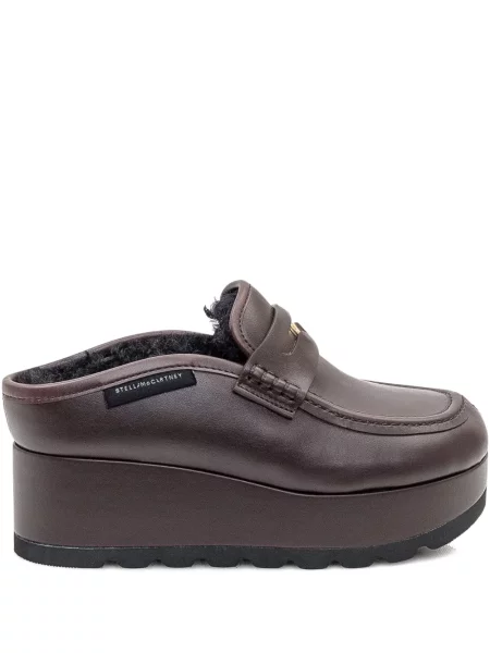 Papuci tip mules Stella Mccartney cu platformă maro