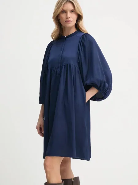 Bruuns Bazaar sukienka Acacia Sarina granatowy mini rozkloszowana