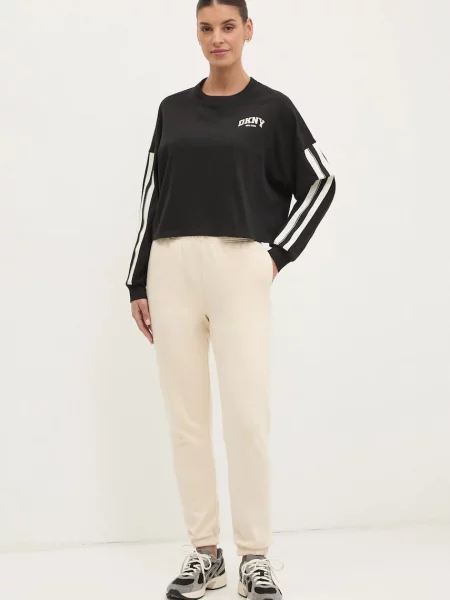 DKNY μπλούζα με μακριά μανίκια μαύρο