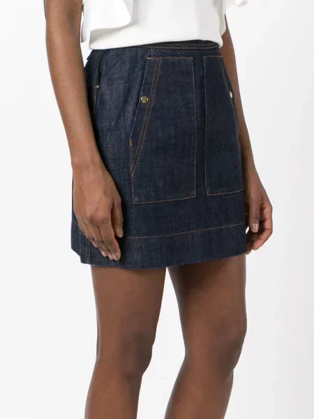 Fustă din denim Kenzo cu talie înaltă albastru