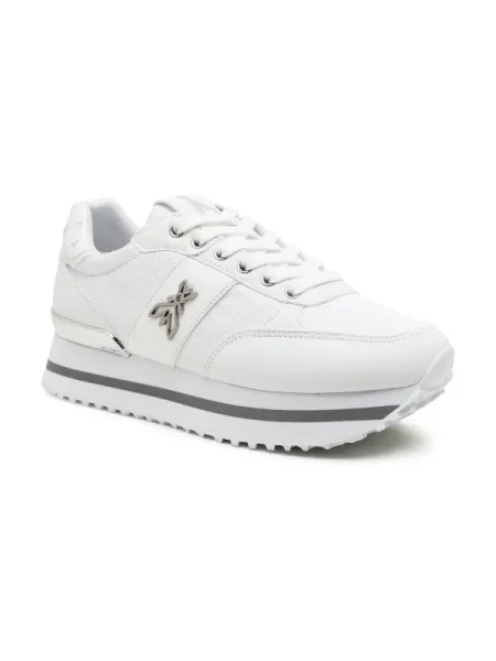 Patrizia Pepe Sneakers cu adaos de piele alb