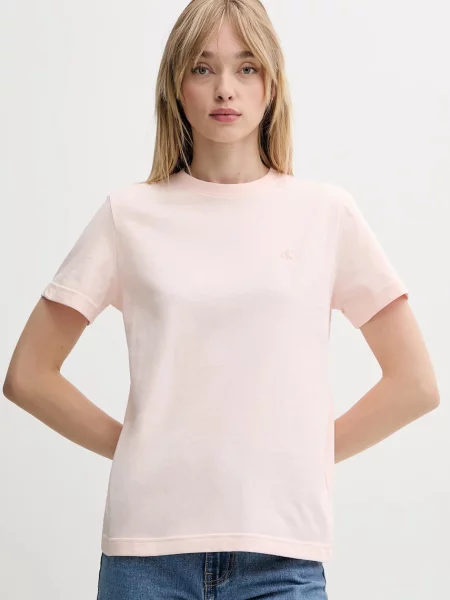 Къс тениска Calvin Klein Jeans бежово