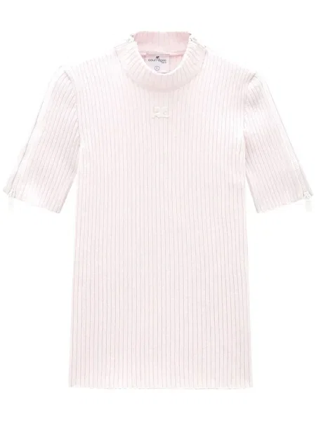Top Courreges tricotate scurt roz