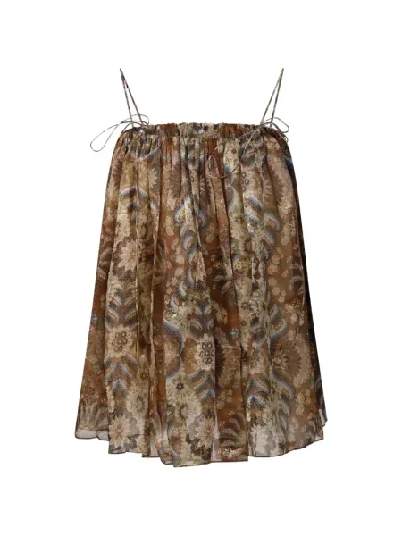 Bluză Into The East cu model floral cu imagine maro