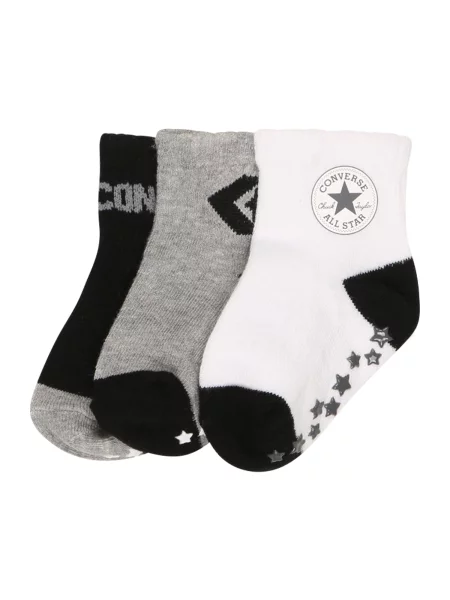 CONVERSE Nogavice pegasto siva / črna bela