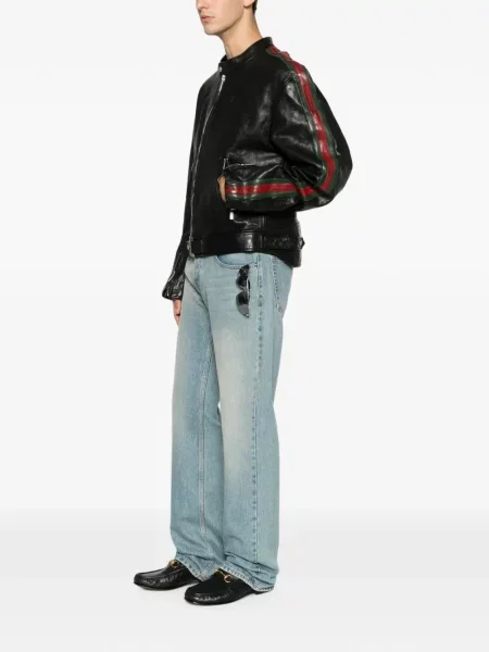 Geanta de piele Gucci cu dungi negru