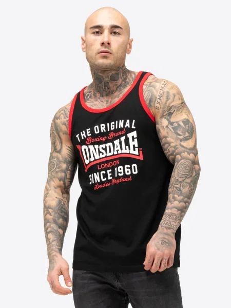 LONSDALE Majica Andover rdeča / črna bela