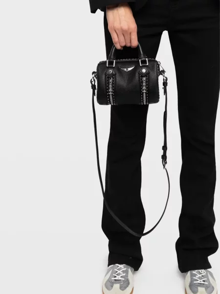 Кожаная сумка Zadig&voltaire с шипами черная