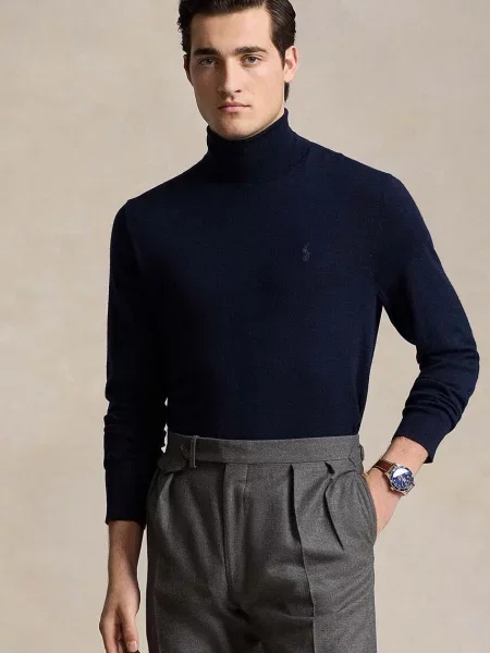 Μάλλινο πουλόβερ Polo Ralph Lauren ανδρικό μπλε