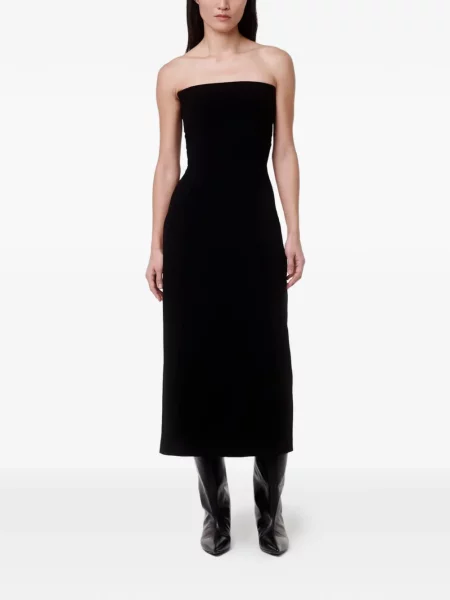 Rochie midi Another Tomorrow fără bretele negru