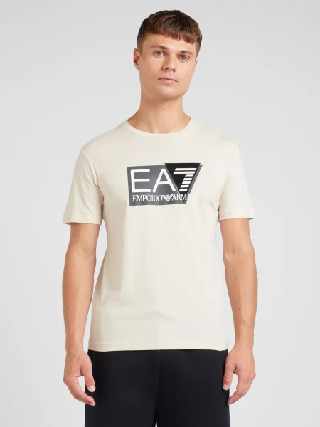 Emporio Armani Tričko béžová / antracitová / čierna biela