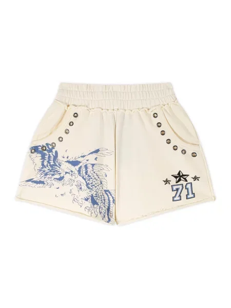Ed Hardy Pantaloni Fighting Eagle ecru / bleumarin negru