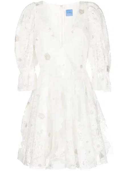 Rochie mini Macgraw cu decolteu în V de costum alb