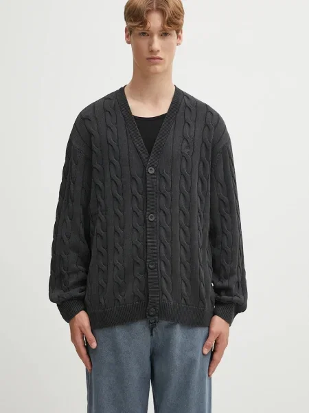 Kurtka z dzianiny ze ściegiem warkoczowym i dekoltem w serek Carhartt Wip czarna