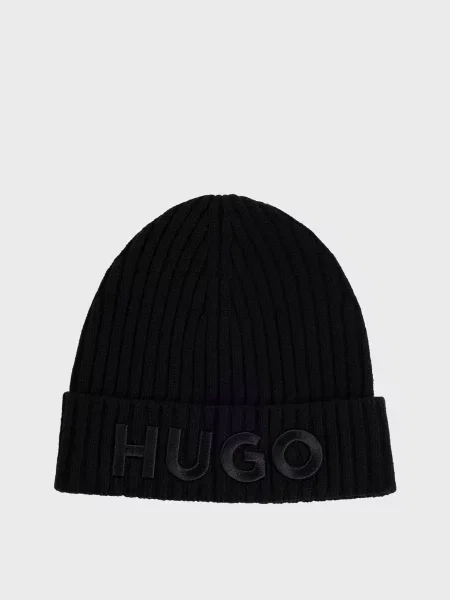 Шерстяная шапка Hugo черная