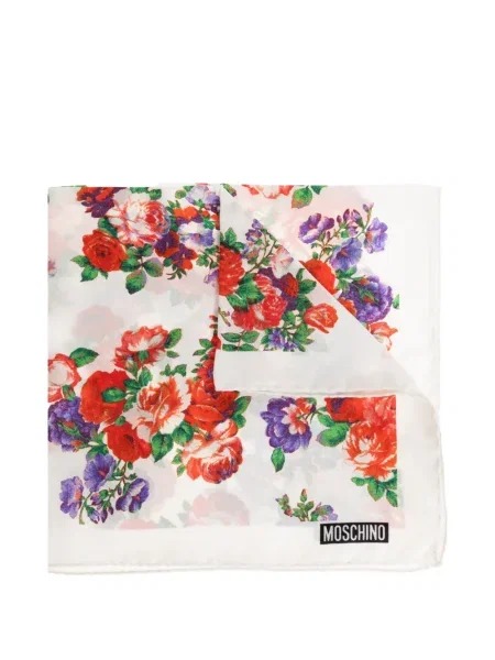 Fular Moschino cu model floral alb