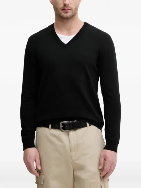 Pulover Benetton cu decolteu în V negru