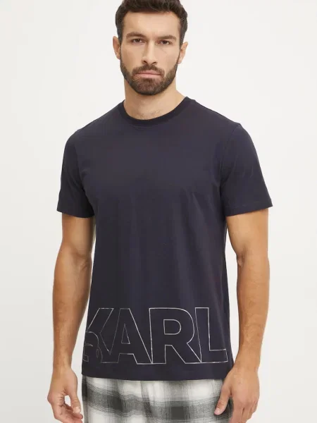 Kratka majica Karl Lagerfeld mornarsko modra