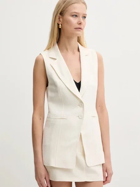 Patrizia Pepe vestă cu amestec de in bej