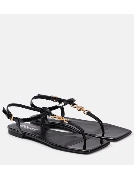 Chiloți tanga Versace din piele negru