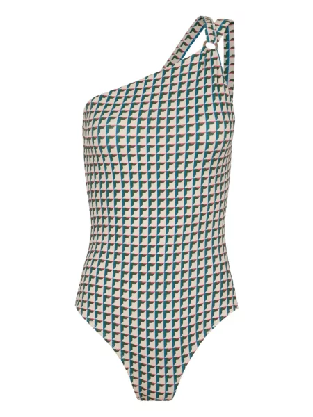 Costum de baie Lenny Niemeyer cu imagine cu imprimeu geometric cu un umăr gol