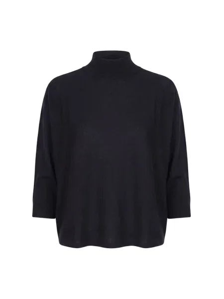 Lniany sweter z golfem Liviana Conti czarny