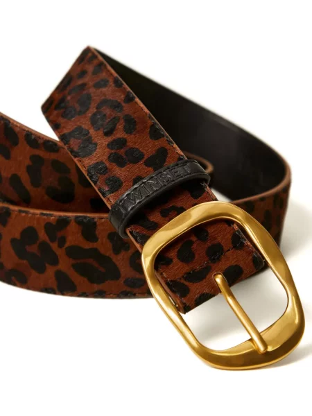 Curea Twinset din piele cu imagine cu model leopard maro