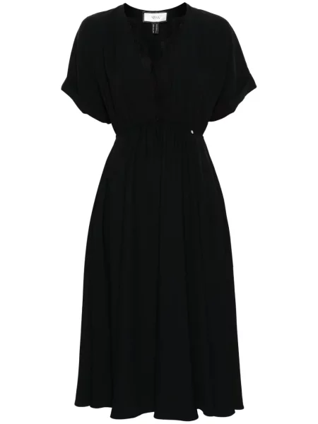Rochie midi Nissa din dantelă până la genunchi de costum negru
