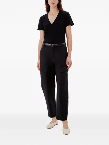 Tricou Another Tomorrow cu decolteu în V negru