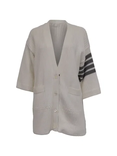 Cardigan Thom Browne cu dungi alb