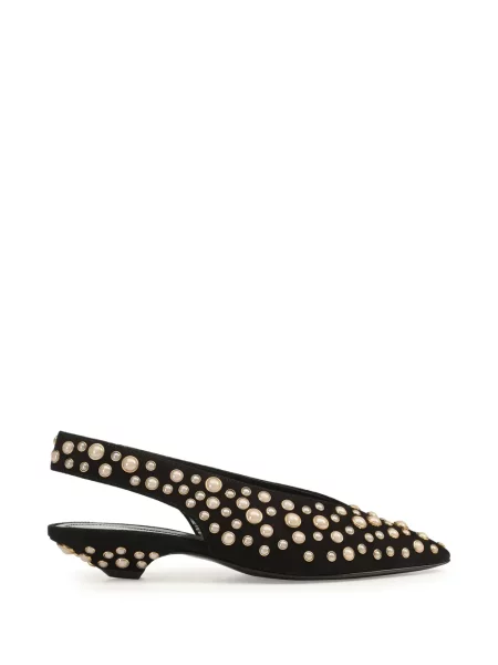 Pantofi cu toc Sergio Rossi cu perle slingback negru