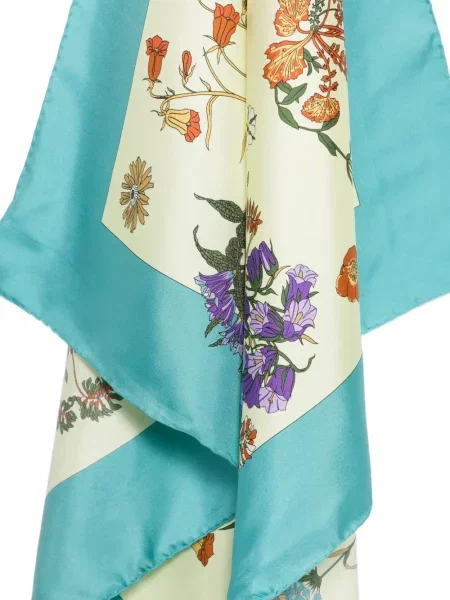Fular Mantero 1902 de mătase cu model floral cu imagine albastru