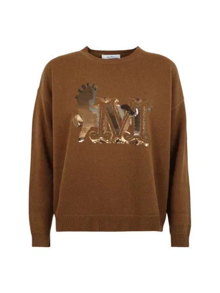 Sweter Max Mara z kaszmiru brązowy