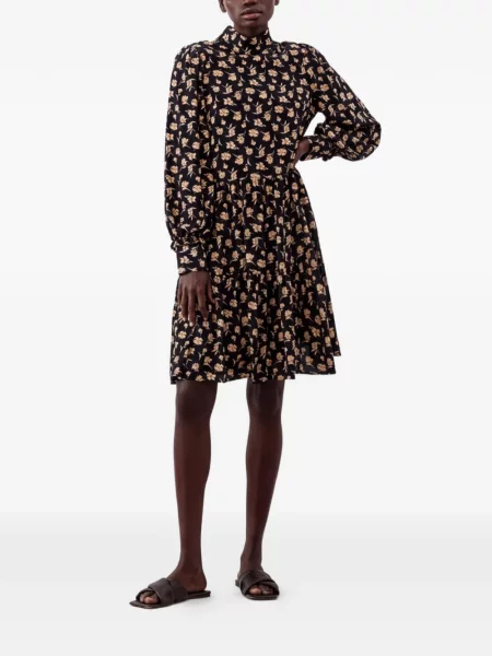 Rochie mini Ivy Oak cu model floral cu imagine negru