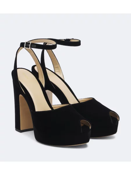 Sandale Fendi de catifea cu platformă negru