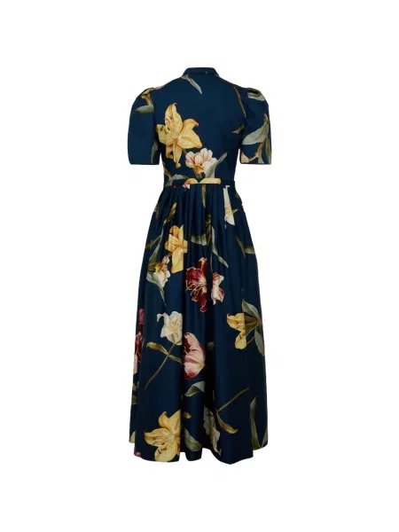 Rochie midi Leo Lin cu model floral cu imagine albastru