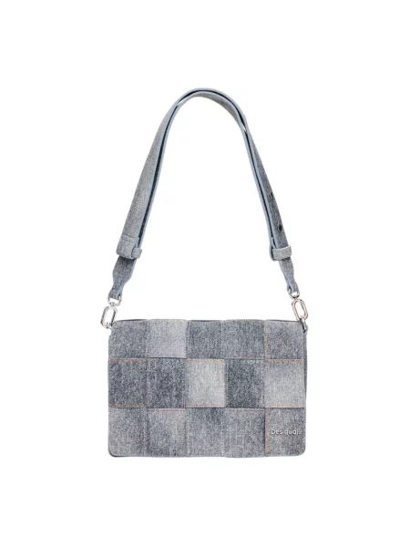 Desigual Torebki Kobieta ONE SIZE Czarna torba na ramię z zamkiem błyskawicznym z poliuretanu szary