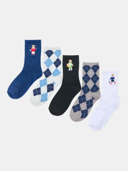 Sinsay Ponožky s bavlnou a motivem medvídka 5 pack vícebarevná
