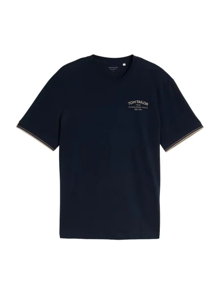 TOM TAILOR Tricou albastru închis / taupe gri