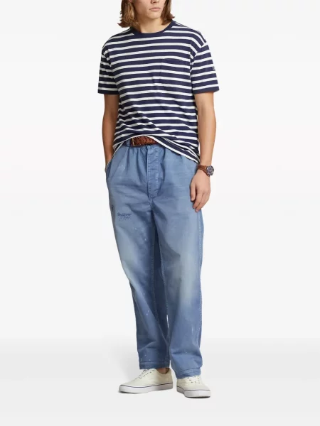 Prugasta polo majica Polo Ralph Lauren s printom od kašmira plava