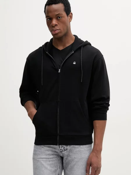 United Colors of Benetton hanorac de barbati cu glugă neted negru