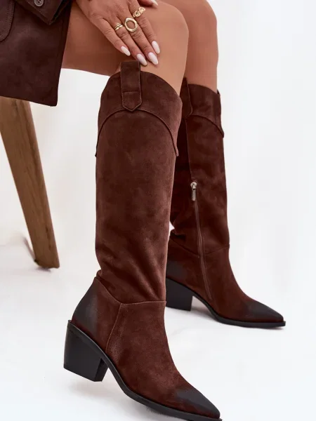 Botine Artiker din piele cu toc înalt alb