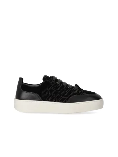 Aksamitne sneakersy Emporio Armani czarne